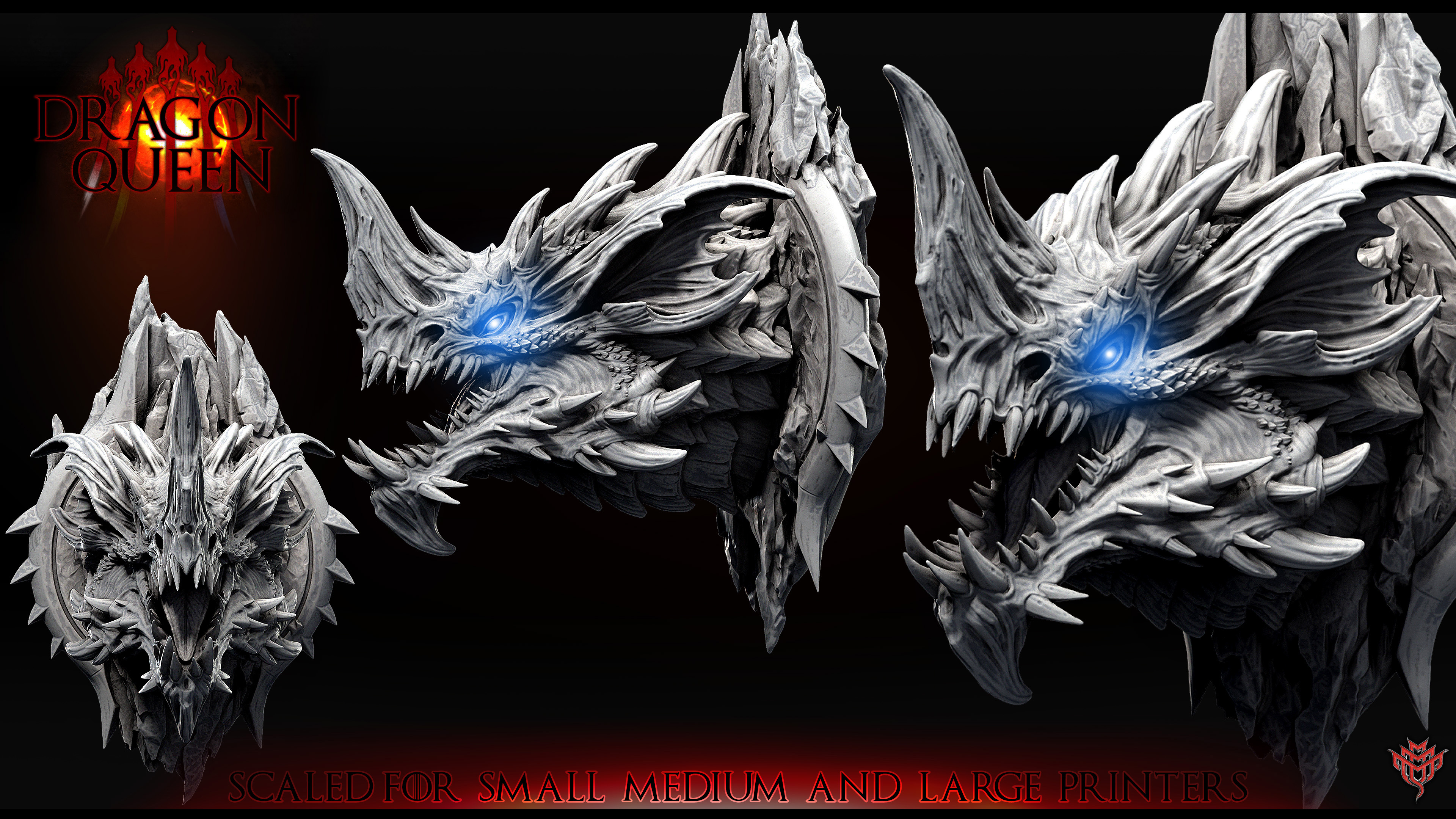 Blue Dragon (Mounted Head 1 of 5 prismatic dragons)(4 sizes)
